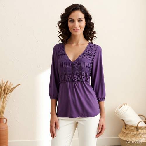 Boho peasant bluse lila - peasant,
