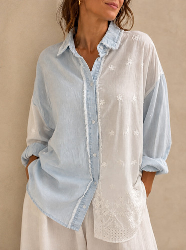 Oversize bluse damen jeansmix - bluse,
