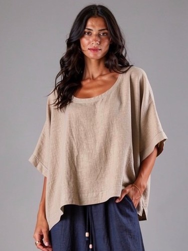 Damen leinenshirt weiß beige - damen,