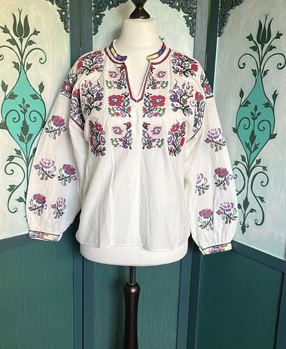 Baumwollbluse mit floralen