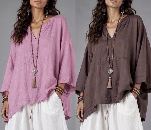 Damen tunika bluse - tunika, braun