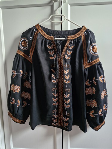 Schwarz bestickte damen bluse - schwarz,