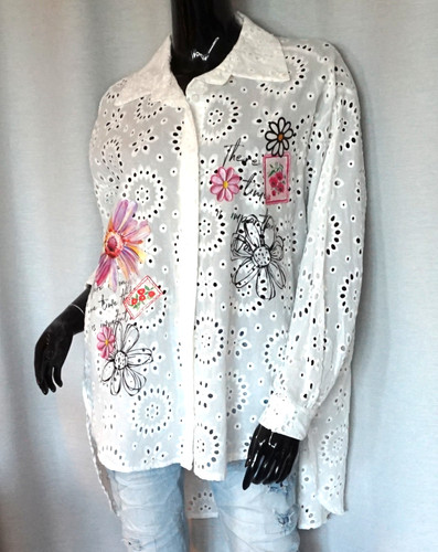 Boho lochstickerei hemd - hemd, bluse