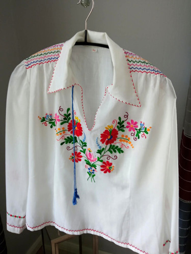 Vintage folklore bluse weiß - vintage,