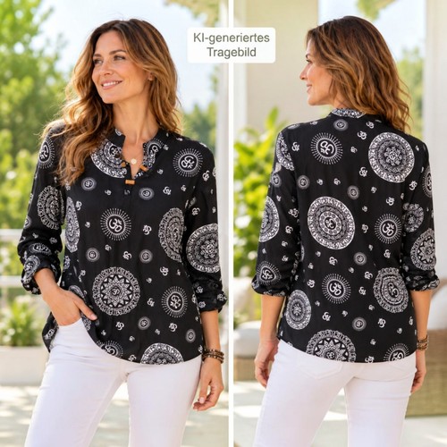 Damen tunika bluse schwarz - damen,