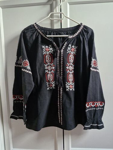 Schwarz bestickte damen - damen, bluse