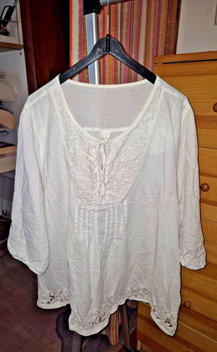 Vintage boho bluse weiß - boho, 48