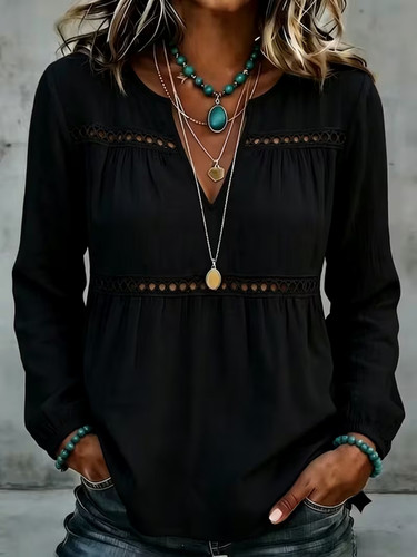 Boho top damen langarmshirt - /,