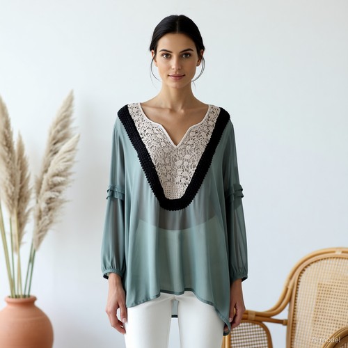 Boho peasant longshirt tunika - peasant,