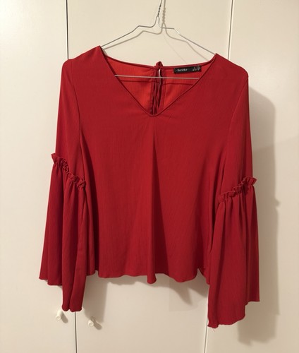 Bluse ausschnitt boho rot - v-ausschnitt,