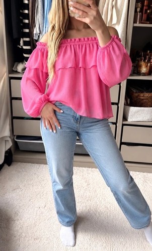 Carmen bluse pink off shoulder - bluse,