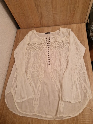 Weiße boho tunika mit - weiße,