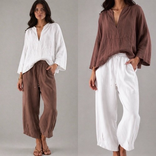 Damen tunika bluse braun weiß - braun,