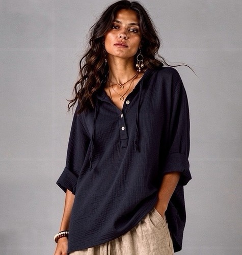 Musselin hoodie bluse shirt - hoodie,