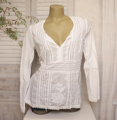 Weiße baumwolle boho tunika - baumwolle,